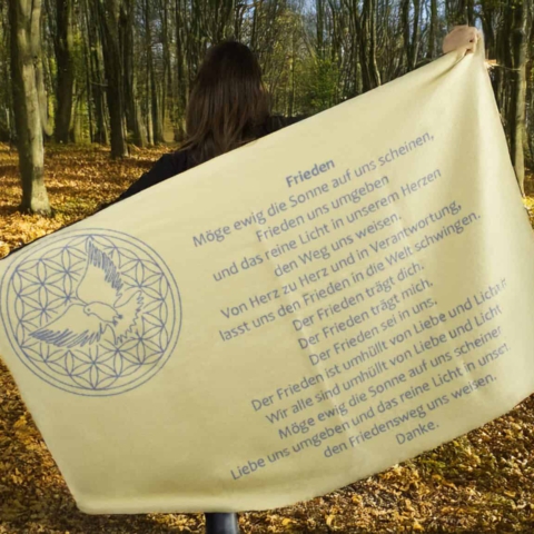 Decke Friedensgebet zartgelb/veilchen