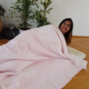 Decke Achtsamkeit weiß/rosa