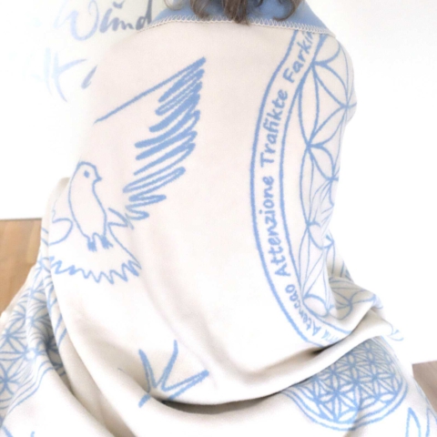 Decke Achtsamkeit natur/aquamarin