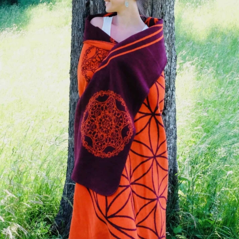 Decke Vital dunkelrot/orange