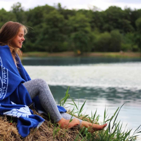 Decke Liebe hellblau/blau