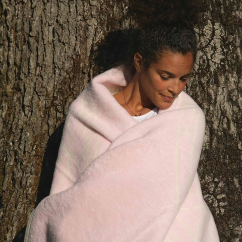 Decke Liebe natur/rosa