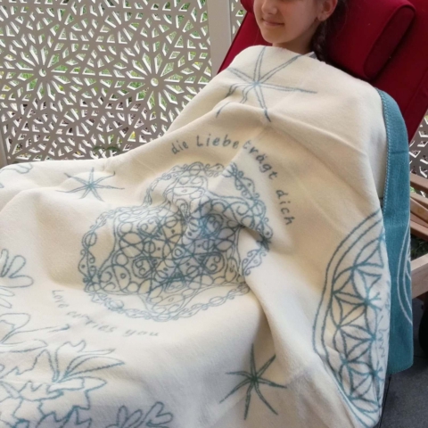 Decke Love Kids natur/türkis