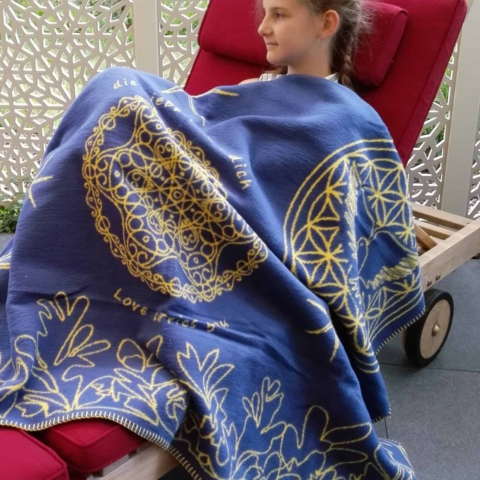 Decke Love Kids blau/gelb