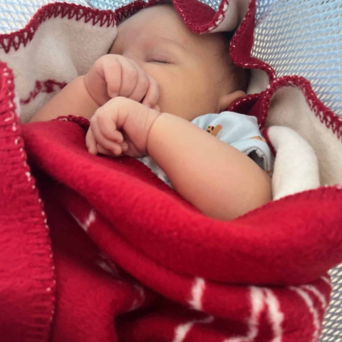 Baby Decke rot/natur