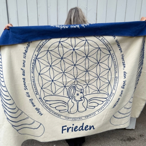 Decke Frieden indigo natur